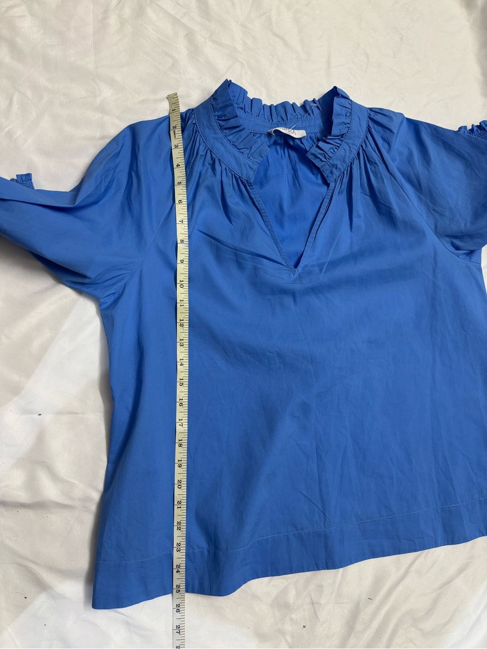 Women's Green Ruffle-Neck Blouse - Picture 9 of 10